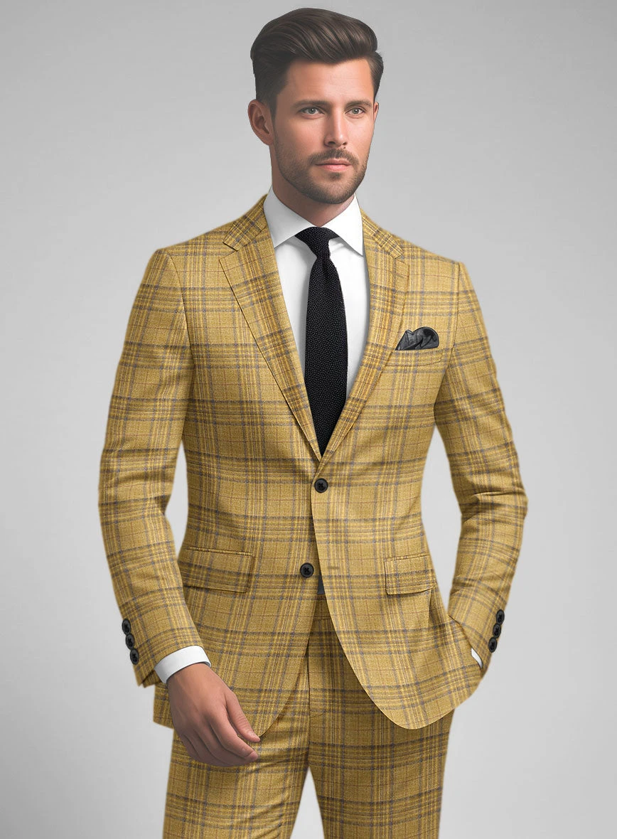 Noble Ochre Check Wool Silk Linen Jacket 2 Noble Ochre Check Wool Silk Linen Jacket - Image 2