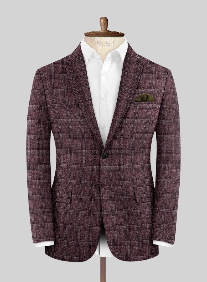 Noble Purple Check Wool Silk Linen Jacket 1 Noble Purple Check Wool Silk Linen Jacket