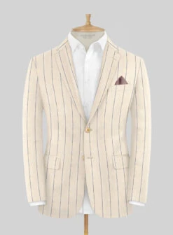 Noble Rosaria Cream Stripe Cotton Silk Linen Suit 10 Noble Rosaria Cream Stripe Cotton Silk Linen Suit -Tiano Suits Shop noblerosariacreamstripecottonlinensuitlook 2