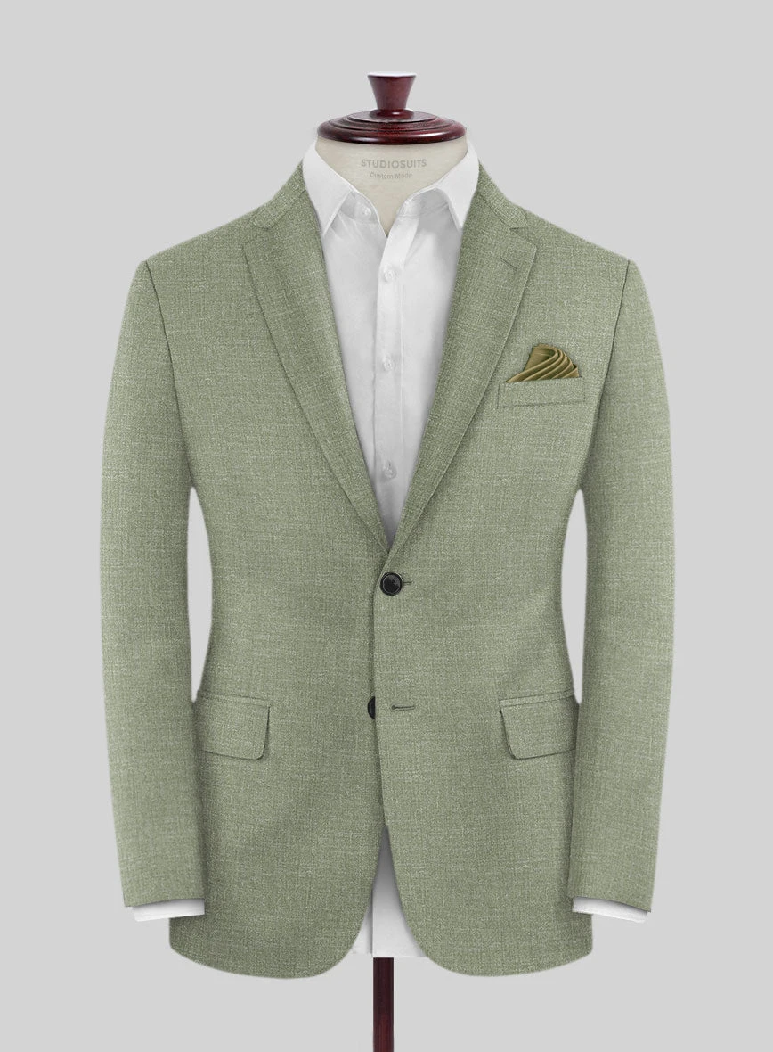 Noble Sage Green Wool Silk Linen Jacket 1 Noble Sage Green Wool Silk Linen Jacket