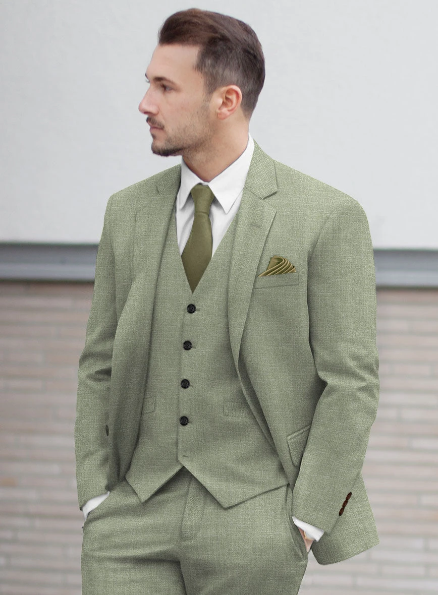 Noble Sage Green Wool Silk Linen Jacket 2 Noble Sage Green Wool Silk Linen Jacket - Image 2