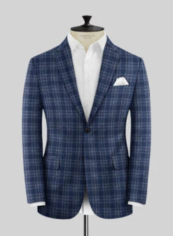 Noble Sandro Blue Wool Silk Linen Jacket
