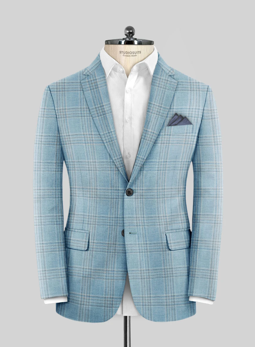 Noble Sky Blue Wool Silk Linen Jacket 1 Noble Sky Blue Wool Silk Linen Jacket