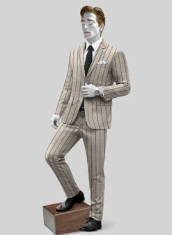 Napolean Etziar Stripe Beige Wool Suit