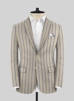 Napolean Etziar Stripe Beige Wool Suit -Tiano Suits Shop npoleanetziarstripbeigewlsuitlk 2