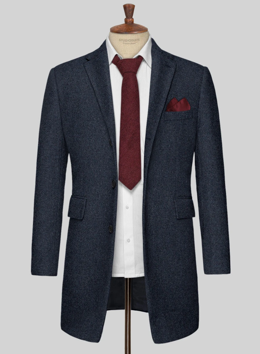 Playman Blue Denim Tweed Overcoat 2 Playman Blue Denim Tweed Overcoat - Image 2
