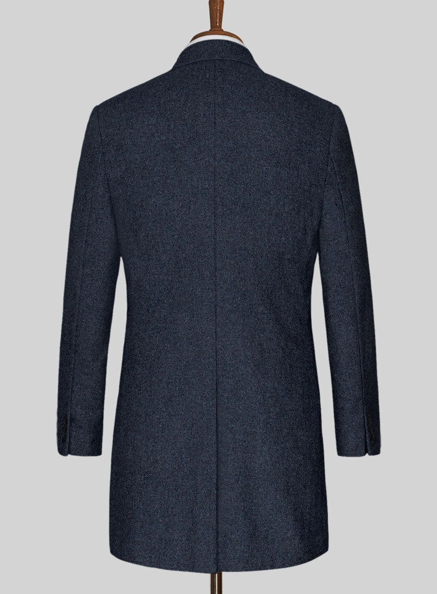 Playman Blue Denim Tweed Overcoat 3 Playman Blue Denim Tweed Overcoat - Image 3