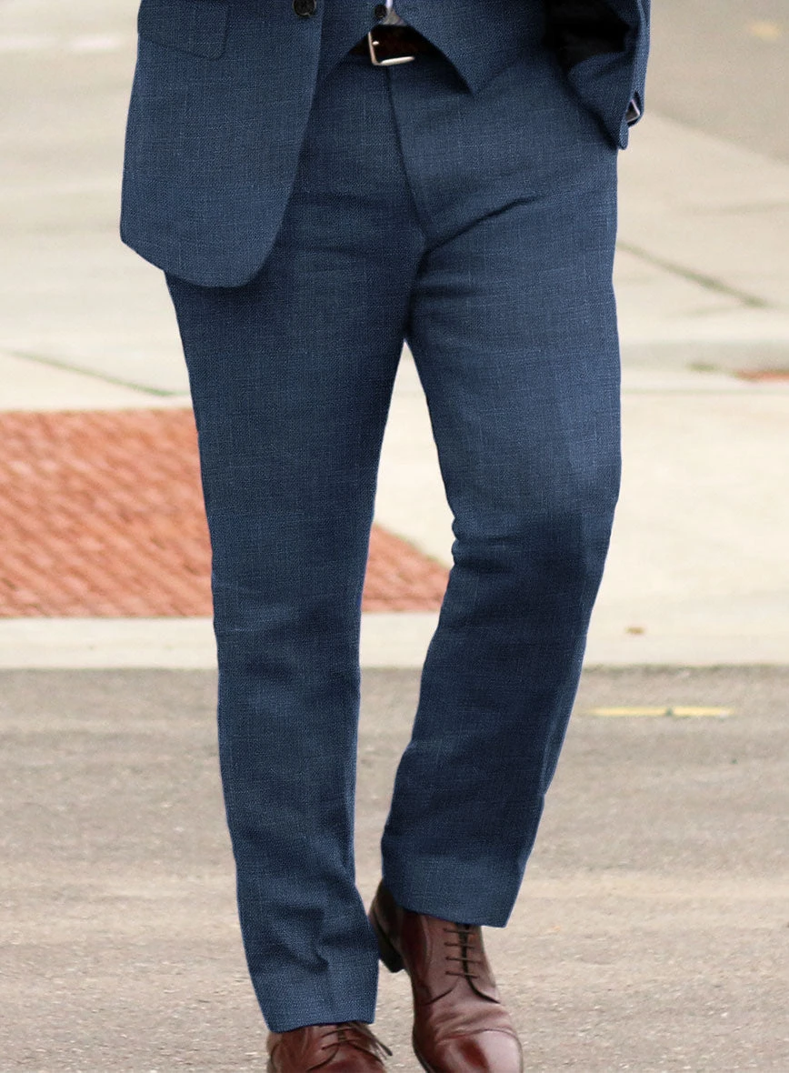 Italian Prato Indigo Blue Linen Suit 5 Italian Prato Indigo Blue Linen Suit - Image 5