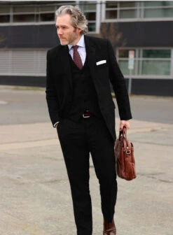 Pure Black Linen Suit -Tiano Suits Shop pureblacklinensuitlook 1