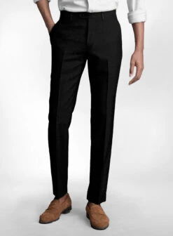 Pure Black Linen Suit -Tiano Suits Shop pureblacklinensuitlook 6