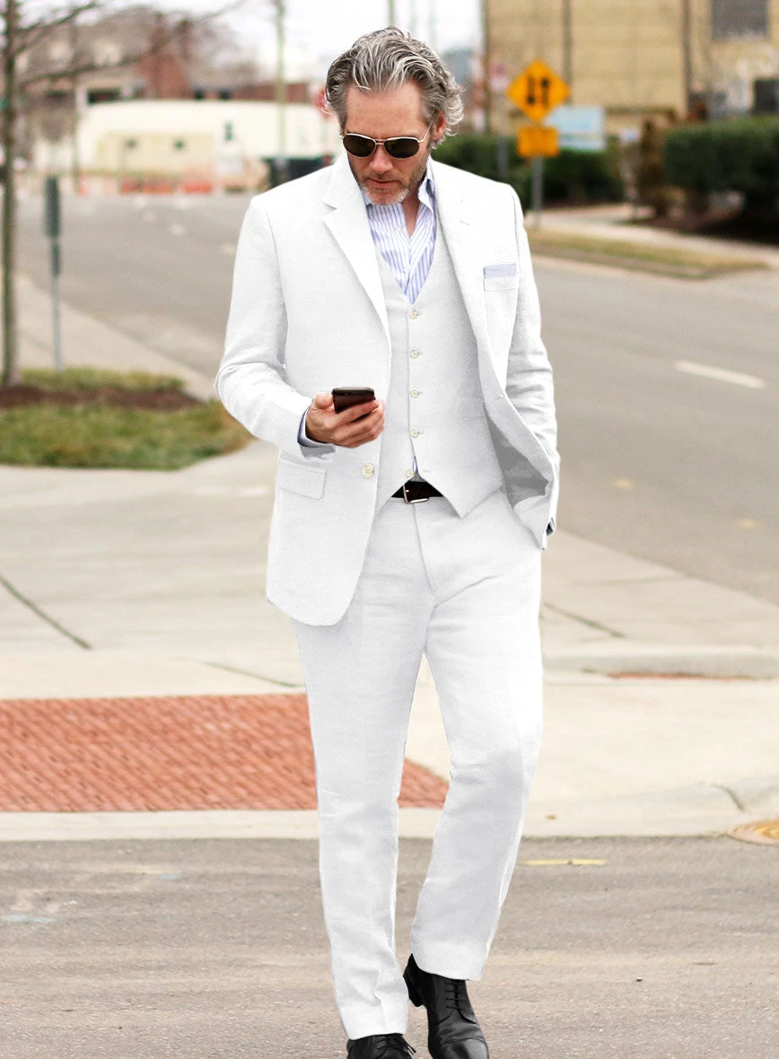 Pure White Linen Suit 3 Pure White Linen Suit - Image 3