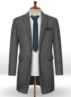 Rope Weave Gray Tweed Overcoat -Tiano Suits Shop ropeweavegraytweedovercoatlook 2