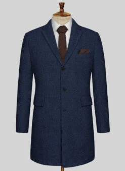 Royal Blue Heavy Tweed Overcoat