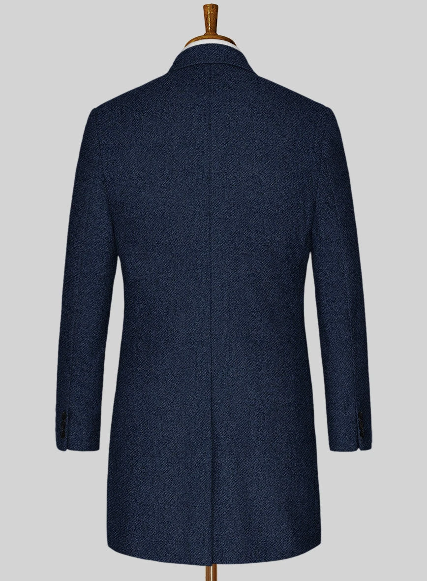 Royal Blue Heavy Tweed Overcoat 3 Royal Blue Heavy Tweed Overcoat - Image 3