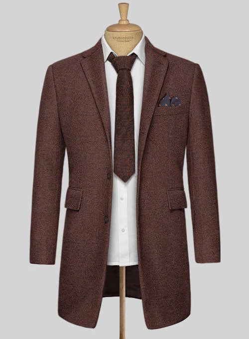 Mute Wine Herringbone Tweed Overcoat 3 Mute Wine Herringbone Tweed Overcoat - Image 3