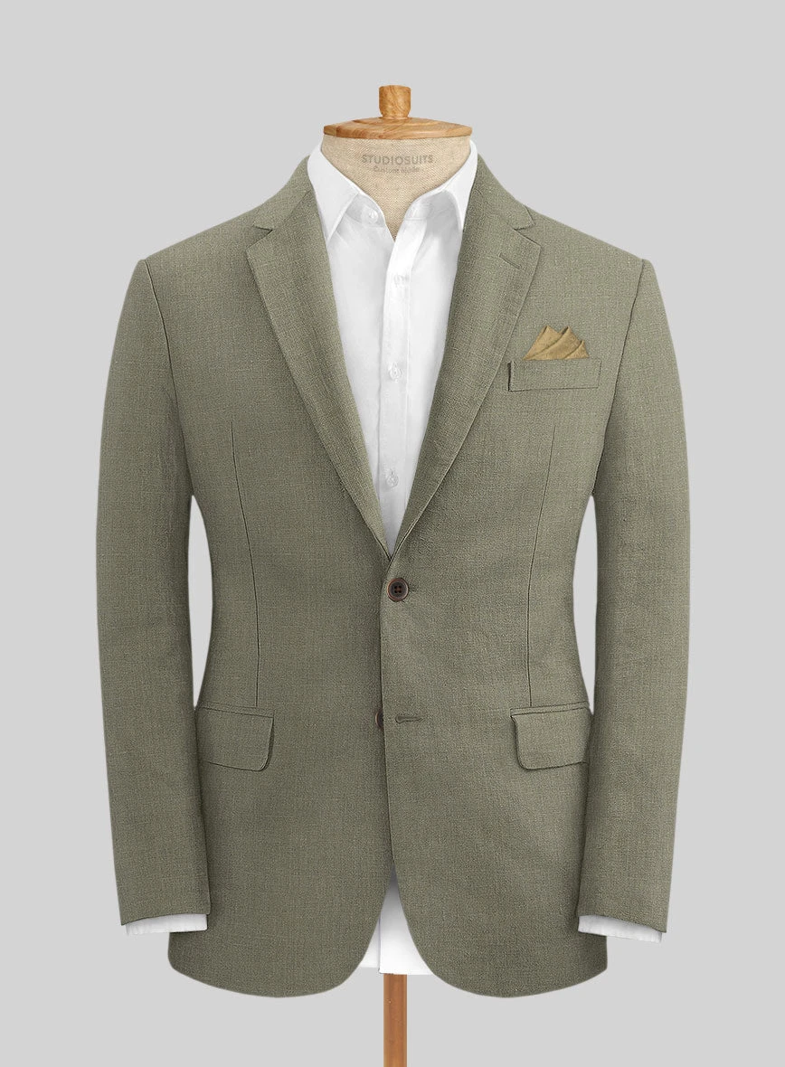 Sage Green Pure Linen Suit 4 Sage Green Pure Linen Suit - Image 4