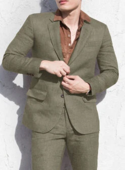 Sage Green Pure Linen Suit 10 Sage Green Pure Linen Suit -Tiano Suits Shop sagegreenpurelinensuitlk 3