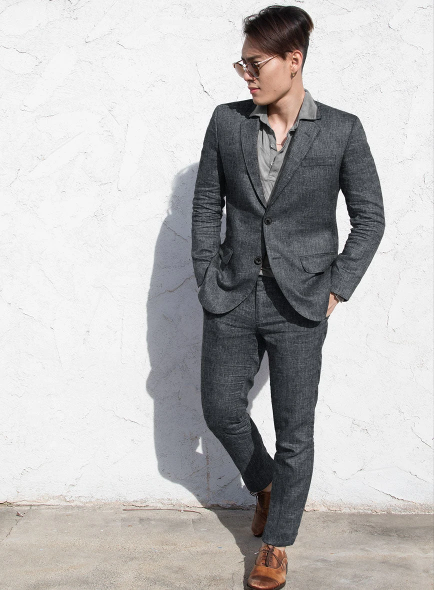 Slate Gray Pure Linen Suit 2 Slate Gray Pure Linen Suit - Image 2