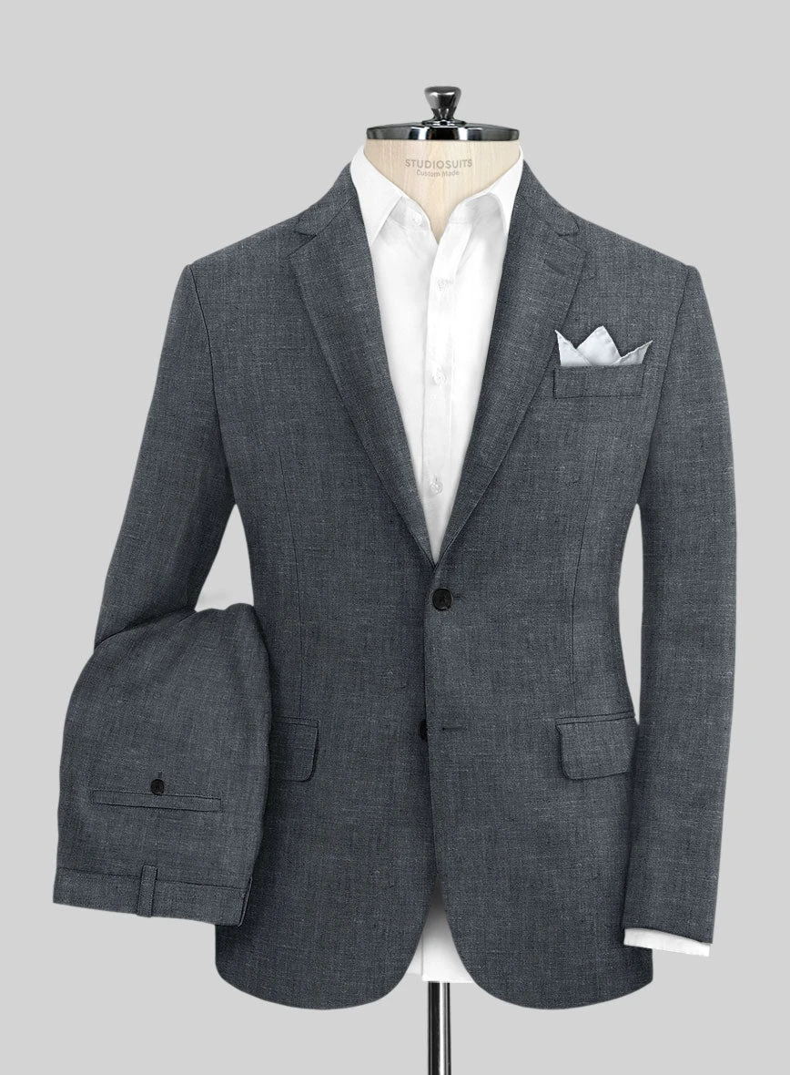 Slate Gray Pure Linen Suit 1 Slate Gray Pure Linen Suit