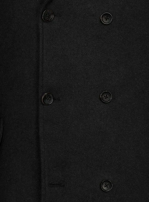 Vintage Plain Black Tweed GQ Overcoat 3 Vintage Plain Black Tweed GQ Overcoat - Image 3