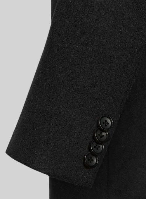 Vintage Plain Black Tweed GQ Overcoat 4 Vintage Plain Black Tweed GQ Overcoat - Image 4