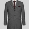 Vintage Plain Dark Gray Tweed Overcoat