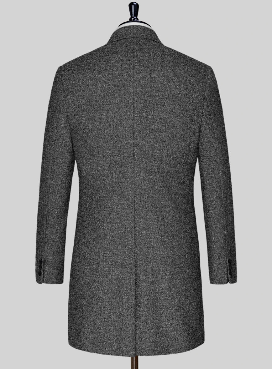 Vintage Plain Dark Gray Tweed Overcoat 2 Vintage Plain Dark Gray Tweed Overcoat - Image 2
