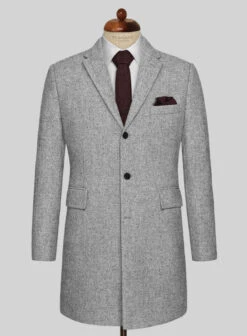 Vintage Plain Gray Tweed Overcoat