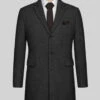 Vintage Rope Weave Charcoal Tweed Overcoat