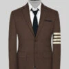 Worsted Brown Wool Ivory Bar Jacket