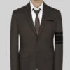 Worsted Dark Brown Wool Black Bar Jacket